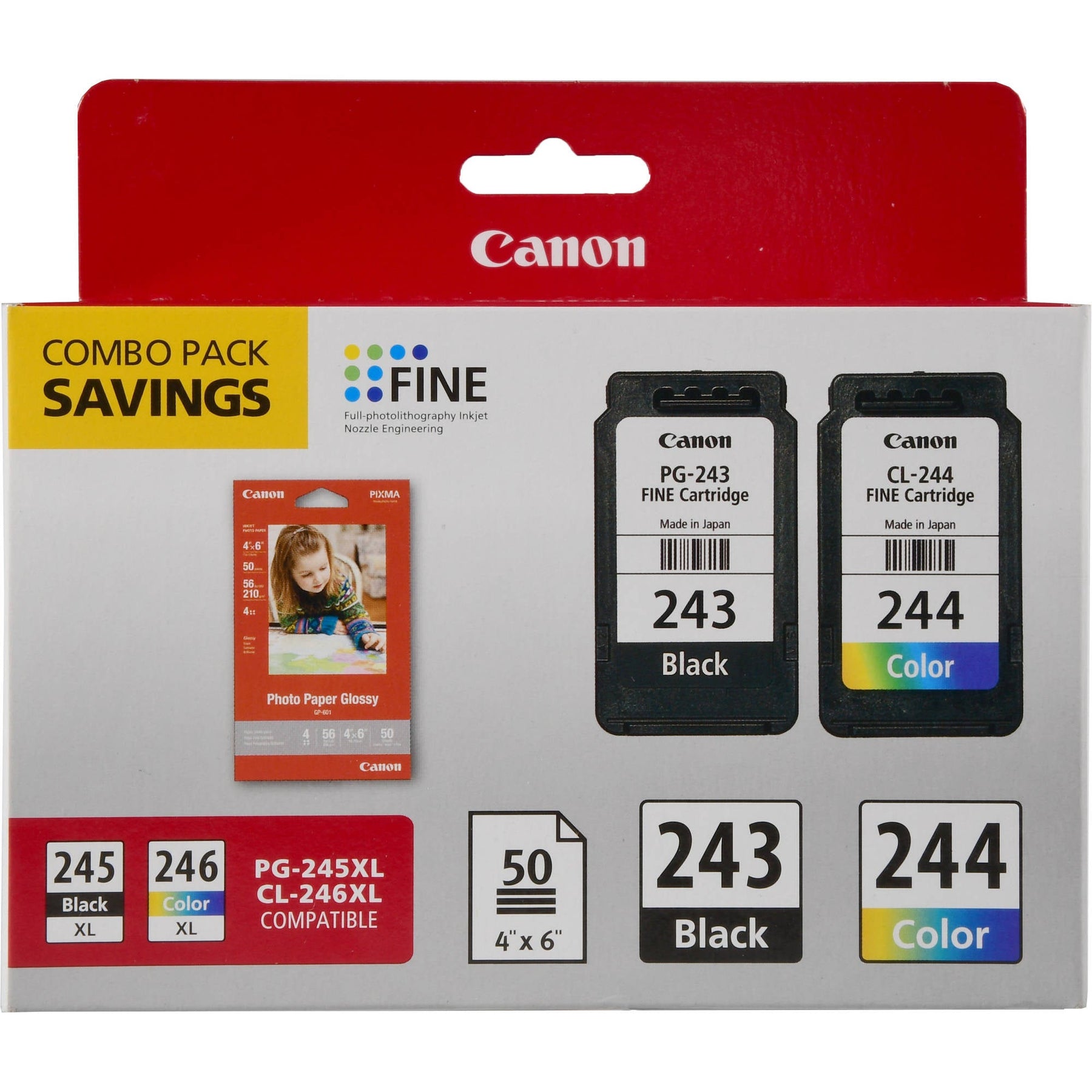 New, Pre-Owned - Canon PG-243/CL-244 Black & Color Ink Cartridges