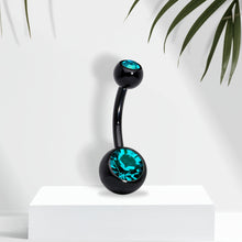 Black Zircon Double Gem Anodized Titanium Belly Ring