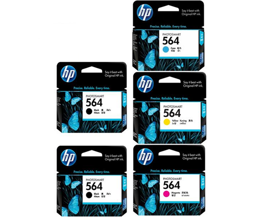 New, Pre-Owned - HP 564 2 Black, Cyan, Magenta, Yellow Ink (5-pack)