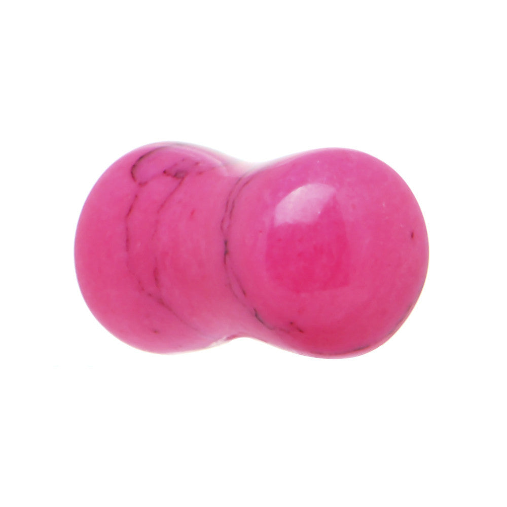 2G Double Flare Pink Dyed Turquoise Stone Plug