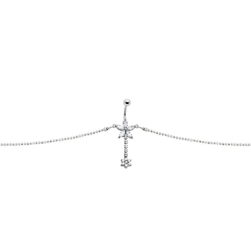 Clear Gem Floweret Flower Belly Chain