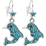Sparkling Sea Blue Crystal Dolphin Earrings