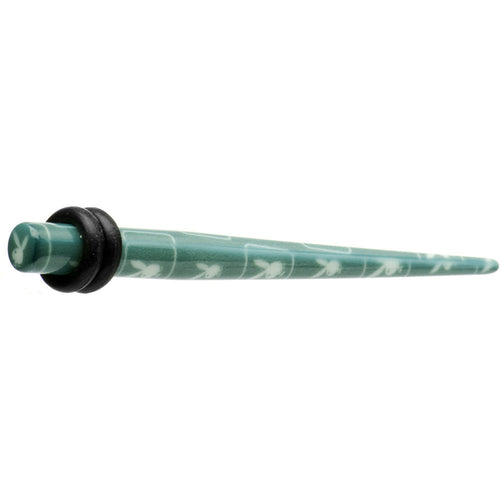 6G Teal White Acrylic Playboy Rabbit Head Taper