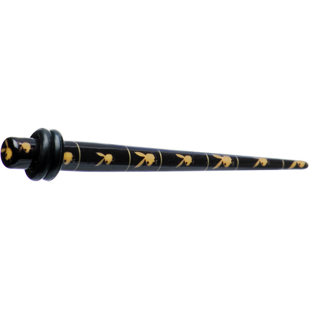 6G Black Yellow Acrylic Playboy Rabbit Head Taper