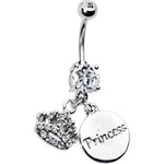 Cubic Zirconia Crown Princess Belly Ring