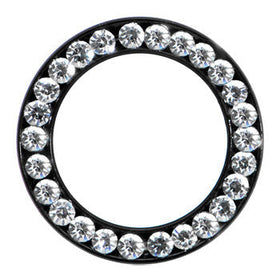 9/16 Black Anodized Titanium Clear Gem Screw Fit Tunnel Set