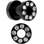 4G Black Anodized Clear Gem Go Glam Screw Fit Tunnel Plug Set