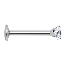 16G Clear 2mm Gem Internally Threaded Labret Monroe Tragus