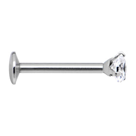 16G Clear 2mm Gem Internally Threaded Labret Monroe Tragus