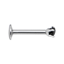 16G Black 2mm Gem Internally Threaded Labret Monroe Tragus