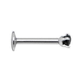 16G Black 2mm Gem Internally Threaded Labret Monroe Tragus