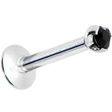 16G Black 2mm Gem Internally Threaded Labret Monroe Tragus