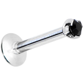 16G Black 2mm Gem Internally Threaded Labret Monroe Tragus