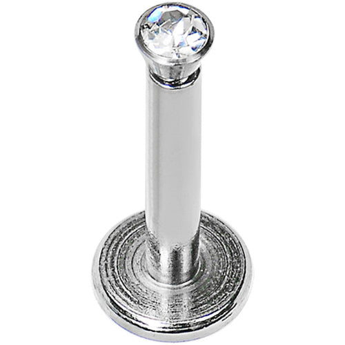 16G Clear 2mm Gem Internally Threaded Labret Monroe Tragus