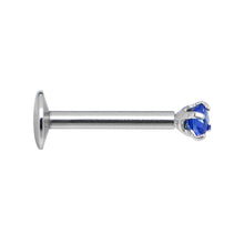16G Blue 2mm Gem Internally Threaded Labret Monroe Tragus