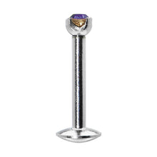 16G Purple 2mm Gem Internally Threaded Labret Monroe Tragus