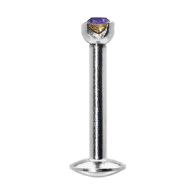 16G Purple 2mm Gem Internally Threaded Labret Monroe Tragus
