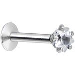 16G Clear 3mm Star Gem Internally Threaded Labret Monroe Tragus