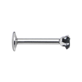 16G Black 3mm Square Gem Internally Threaded Labret Monroe Tragus