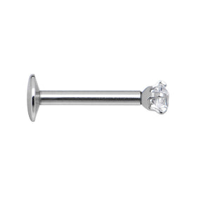16G Clear 3mm Square Gem Internally Threaded Labret Monroe Tragus