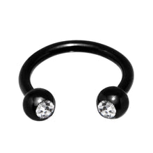 16G 5/16 Clear Gem Black Anodized Horseshoe Circular Barbell