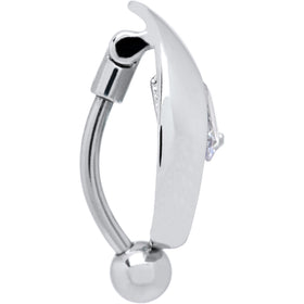 Top Mount Crystal Clear Cubic Zirconia Stunner Belly Ring