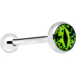Stainless Steel Green Eye Monster Barbell Tongue Ring