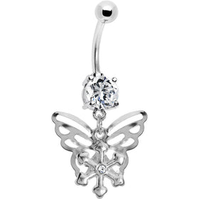 Crystalline Gem Encompass Butterfly Belly Ring