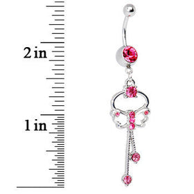 Butterfly Wishes Pink CZ Belly Ring