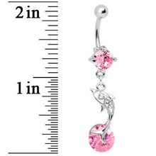 Leaping for Joy Dolphin Pink CZ Belly Ring