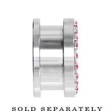 7/8 Stainless Steel Pink Gem Screw Fit Tunnel
