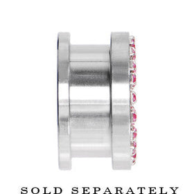 7/8 Stainless Steel Pink Gem Screw Fit Tunnel