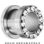 00G Stainless Steel Clear Gem Screw Fit Tunnel