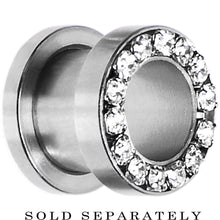 00G Stainless Steel Clear Gem Screw Fit Tunnel