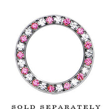 7/8 Stainless Steel Pink Clear Gem Screw Fit Tunnel