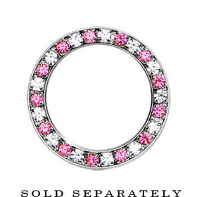 7/8 Stainless Steel Pink Clear Gem Screw Fit Tunnel
