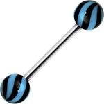 Blue Black Beach Ball Wave Barbell Tongue Ring