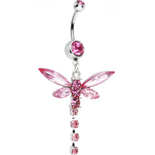 Pink Cubic Zirconia Dragonfly Belly Ring