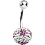 Clear Pink Flower Crystal Evolution Belly Ring
