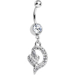 Clear Gem Dynamic Heart Belly Ring