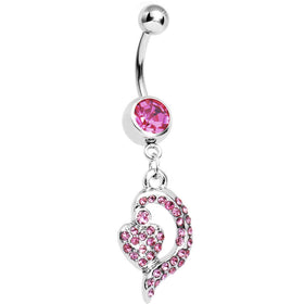 Pink Gem Dynamic Heart Belly Ring