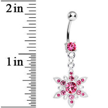 Pink CZ Spectacular Flower Belly Ring