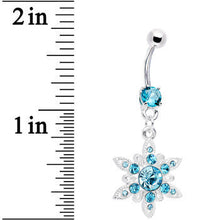 Aqua CZ Spectacular Flower Belly Ring