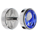 Anodized Titanium Blue Peace Sign Cheater Plug