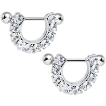 14G 5/8 Clear Gem Flirtatious Flair Nipple Shield Set
