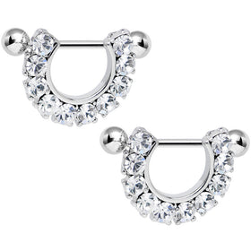 14G 5/8 Clear Gem Flirtatious Flair Nipple Shield Set
