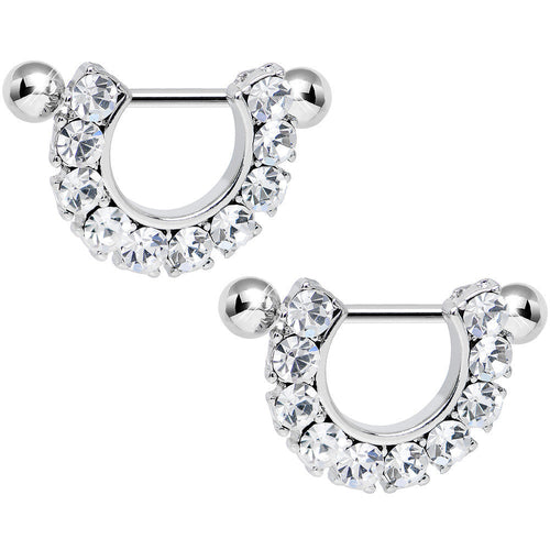 14G 5/8 Clear Gem Flirtatious Flair Nipple Shield Set