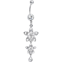 Clear Gem Duet Flowers Belly Ring