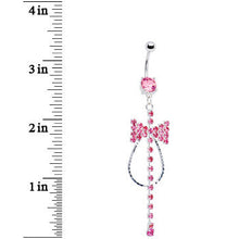 Pink Jeweled Tuxedo Bow Tie Belly Ring