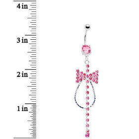 Pink Jeweled Tuxedo Bow Tie Belly Ring